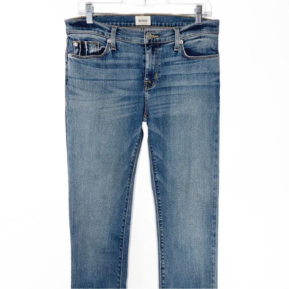 Hudson Wide Cuff Distressed Fringe Hem Medium Wash Cropped Skinny Jeans 29 - Picture 8 of 14